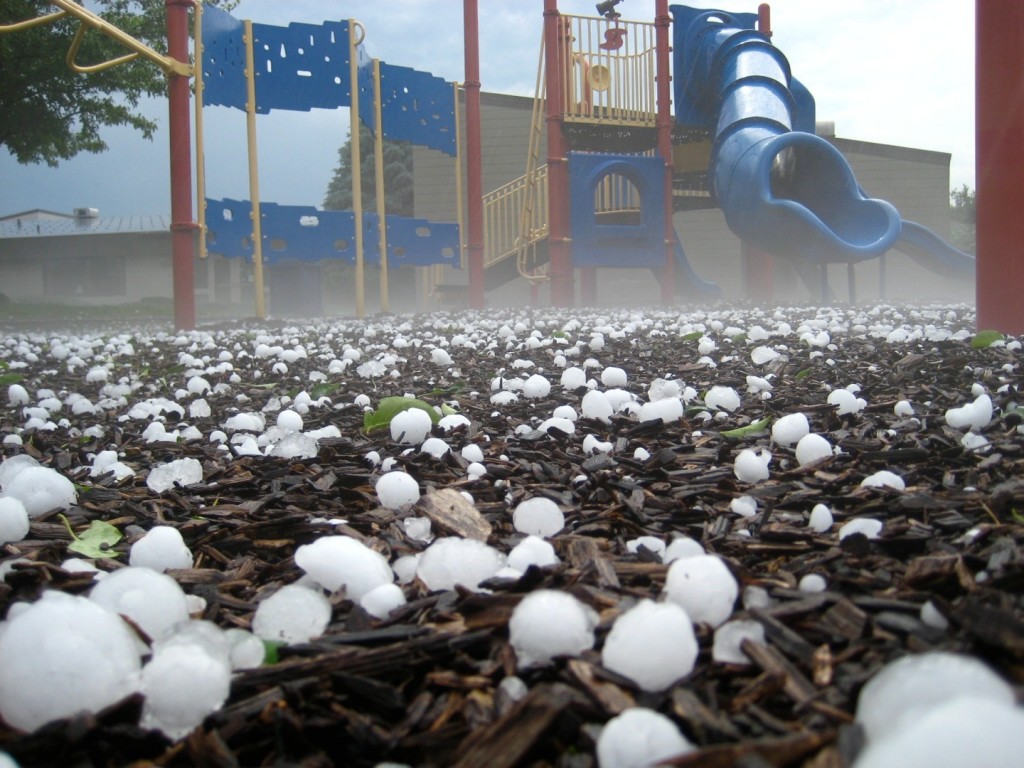 large hail on playground